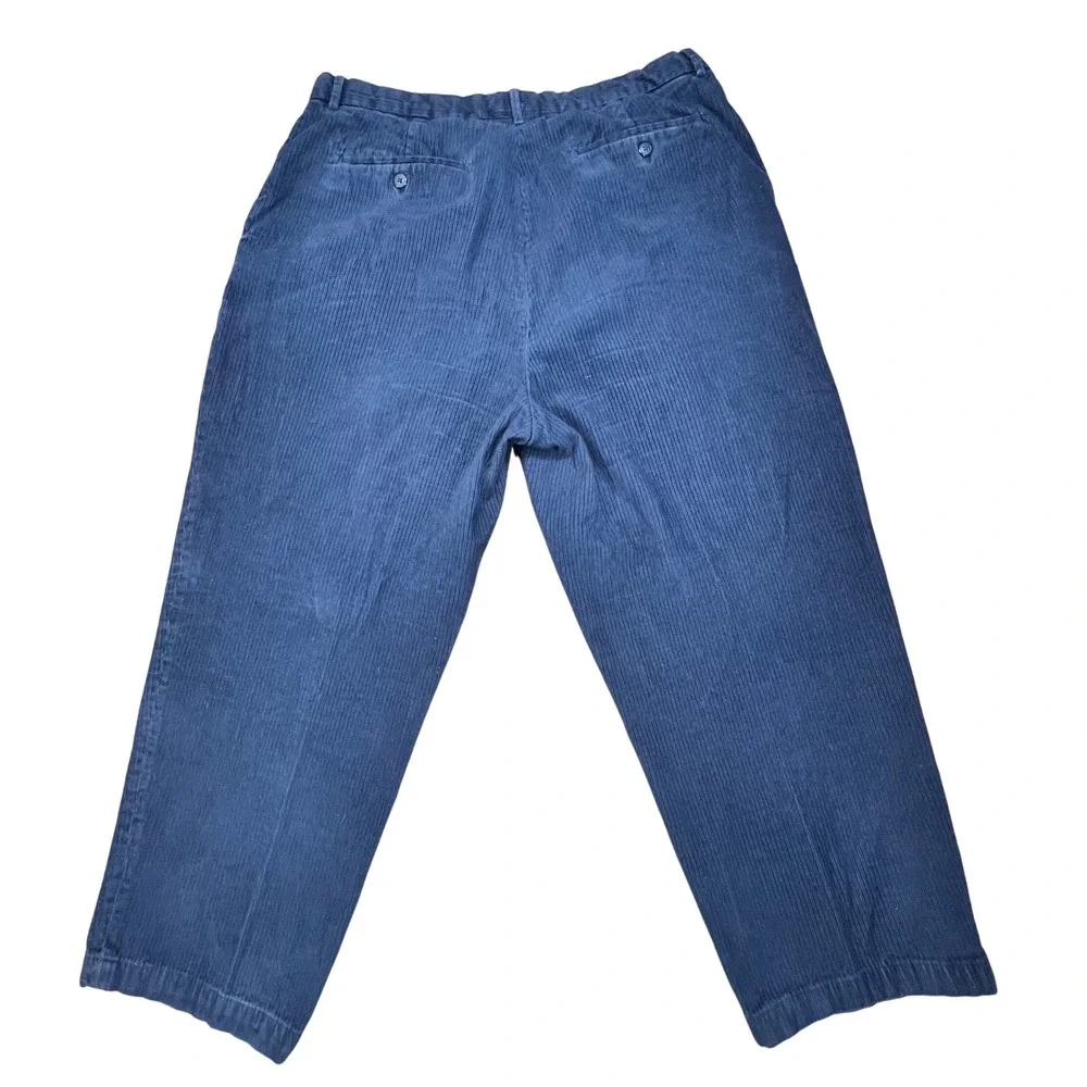 Turnbury Mens Navy Blue Corduroy Pleated Relaxed Fit Pants‎ 38x30
